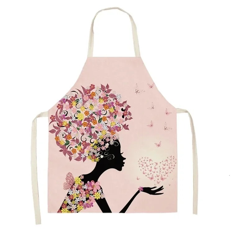 Home Cooking Supplies - Women Kitchen Apron Floral Girl Silhouette