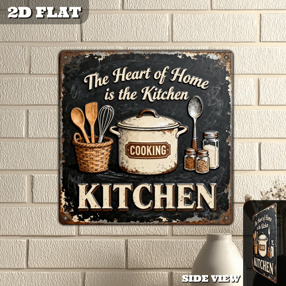 Home Cooking In - Vintage Metal Kitchen Wall Decor Sign